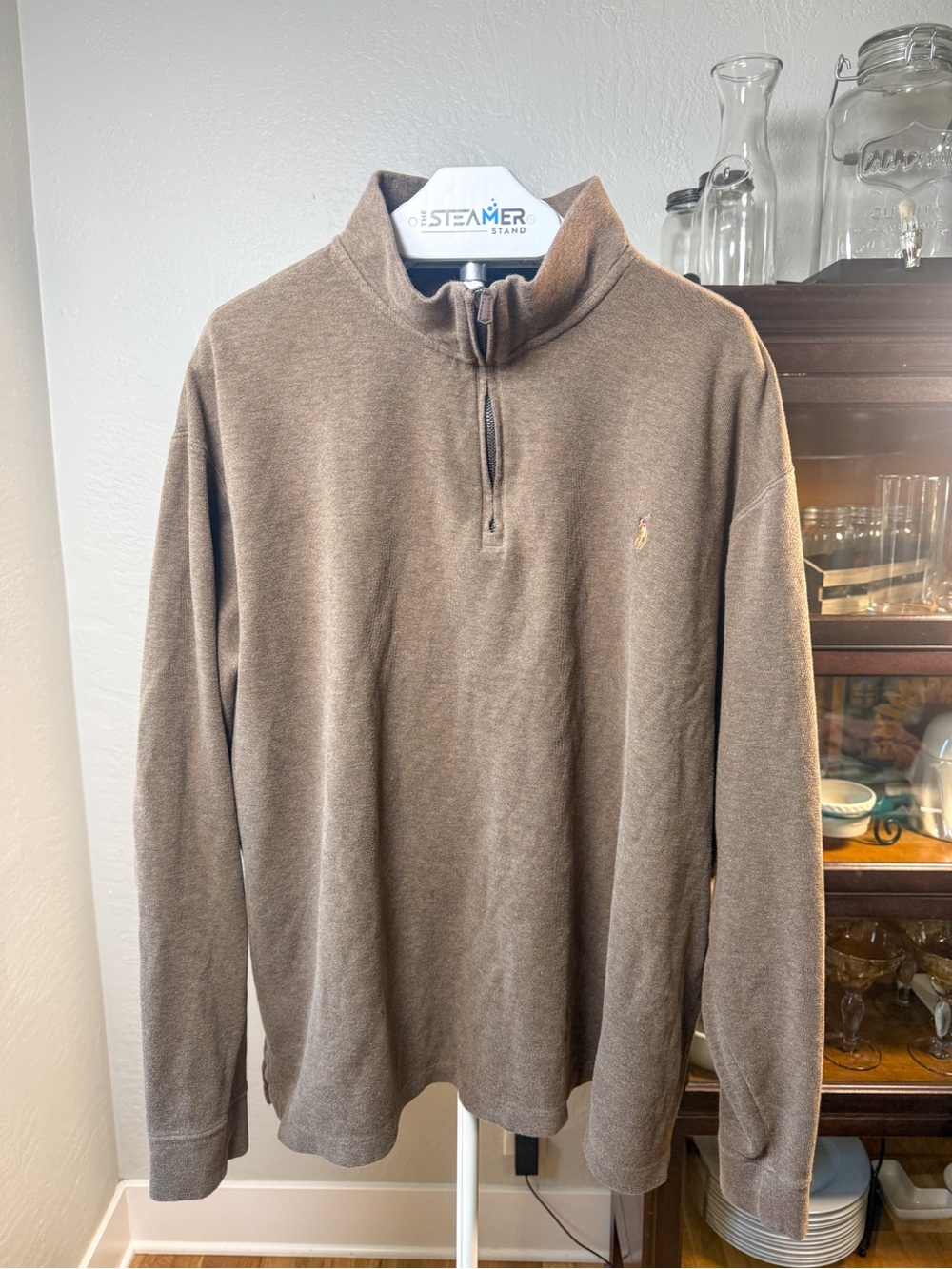 Polo Ralph Lauren Estate Rib Quarter Zip Pullover Brown Cotton 2XLT Tall